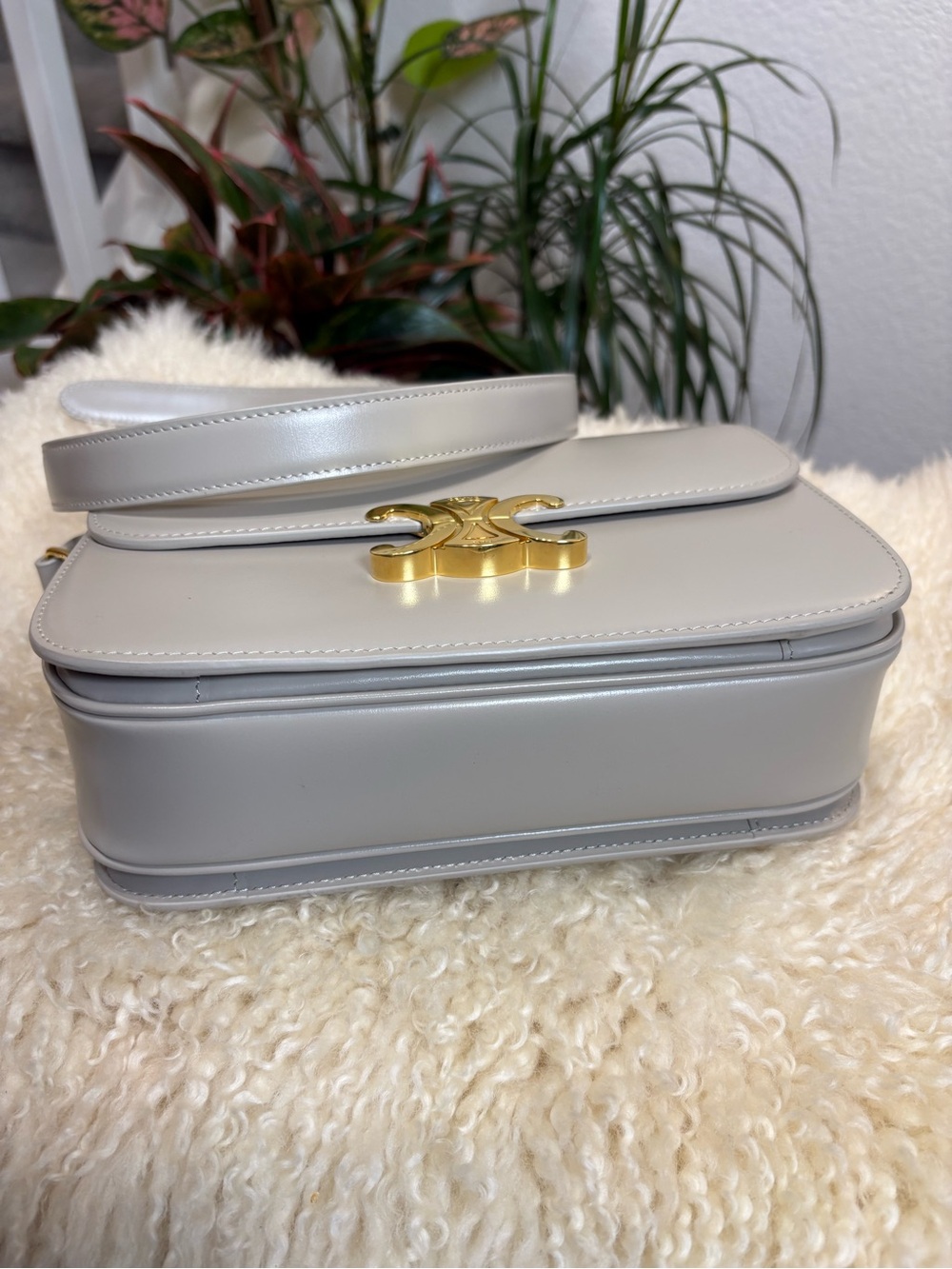 Celine Triomphe Shoulder Bag in Light Cream with Gold Hardware - Picture 5 of 13